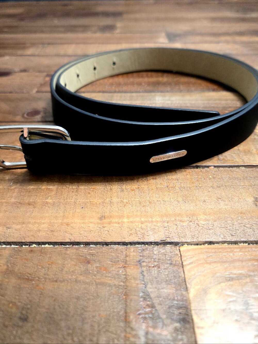 NWT Steve Madden Women’s Black Slim Dress Belt Silver Buckle 1X Luxury Preppy